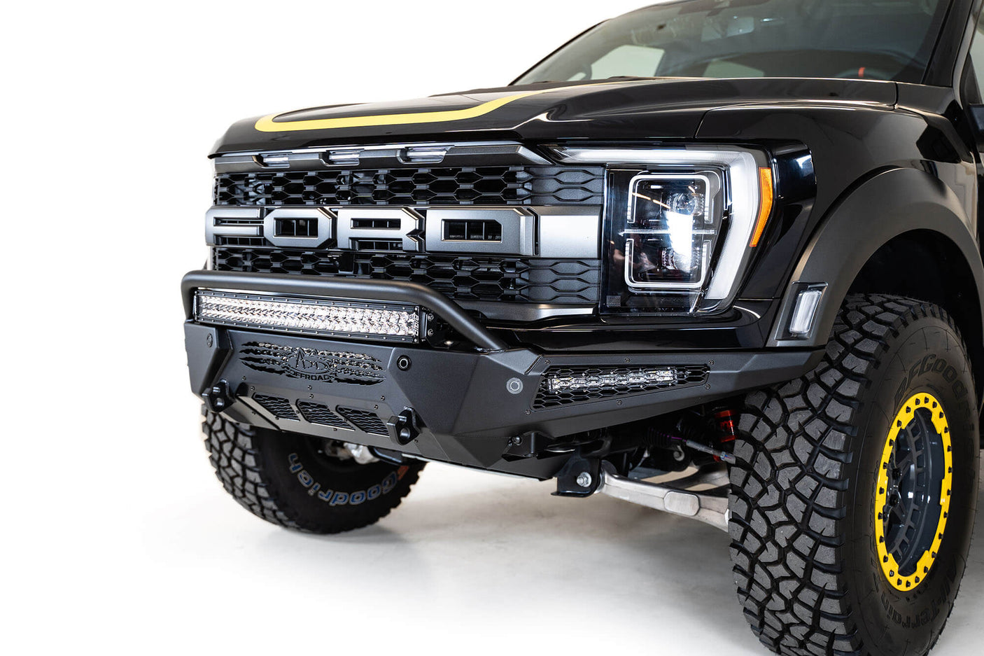 ADD F210221180103 2021-2022 Ford Raptor HoneyBadger Front Bumper with Top Hoop - BumperStock