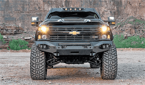 Fab Fours CH15-X2751-1 2015-2019 Chevy Silverado 2500/3500 HD Matrix Front Bumper Winch Ready No Guard-BumperStock