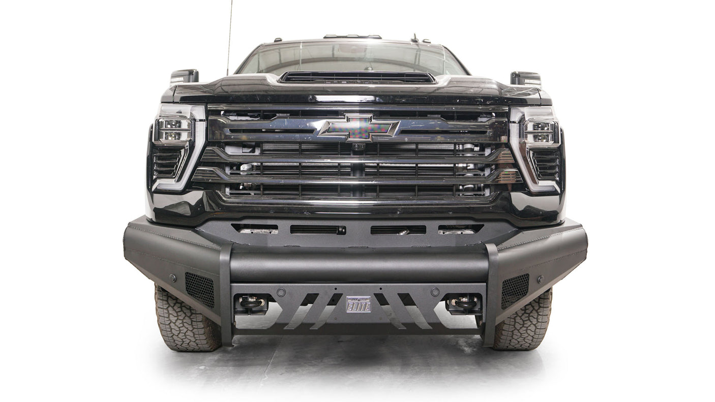 Fab Fours CH24-Q6161-1 2024 Chevy Silverado 2500/3500 HD Black Steel Elite Front Bumper No Guard - BumperStock