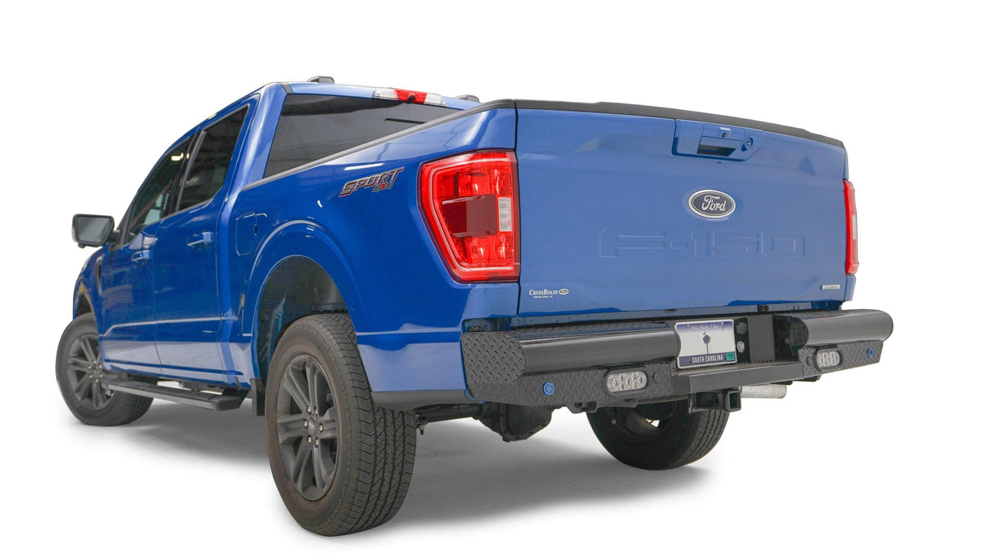 Fab Fours FF21-T5050-1 Ford F150 2021 Black Steel Rear Bumper - BumperStock