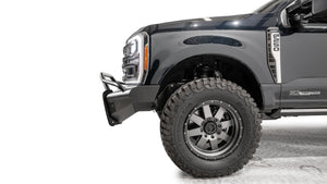 Fab Fours FS23-Q5962-1 Ford F250/F350/F450/F550 Super Duty 2023 Black Steel Elite Front Bumper Pre-Runner Guard - BumperStock