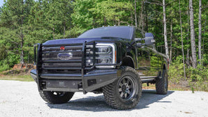 Fab Fours FS23-S5960-1 Ford F250/F350/F450/F550 Super Duty 2023 Black Steel Front Bumper Full Guard - BumperStock