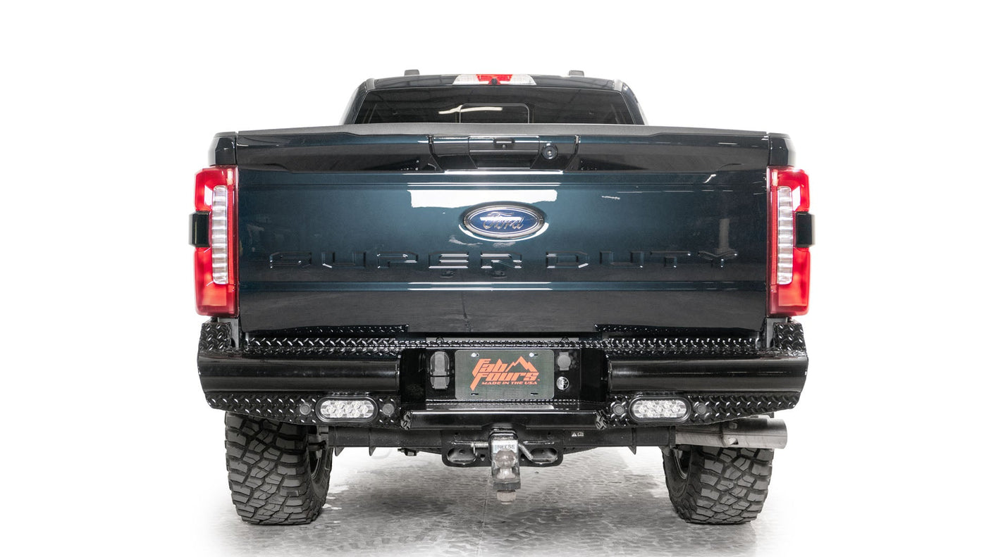 Fab Fours FS23-T5950-1 Ford F250/F350 Super Duty 2023 Black Steel Rear Bumper - BumperStock