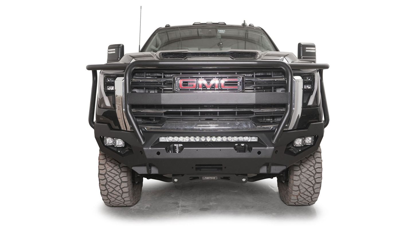 Fab Fours GM24-X6250-1 GMC Sierra 2500/3500 HD 2024 Matrix Front Bumper Winch Ready Full Guard - BumperStock