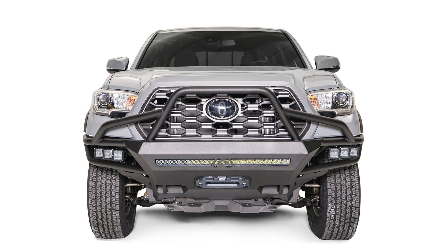 Fab Fours TB16-03-1 Toyota Tacoma 2016-2022 Ultra Light Hybrid Front Winch Bumper High Pre-Runner Guard - BumperStock