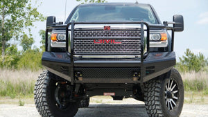 Fab Fours GM14-S3160-1 GMC Sierra 2500/3500 HD 2015-2019 Black Steel Front Bumper Full Guard-BumperStock