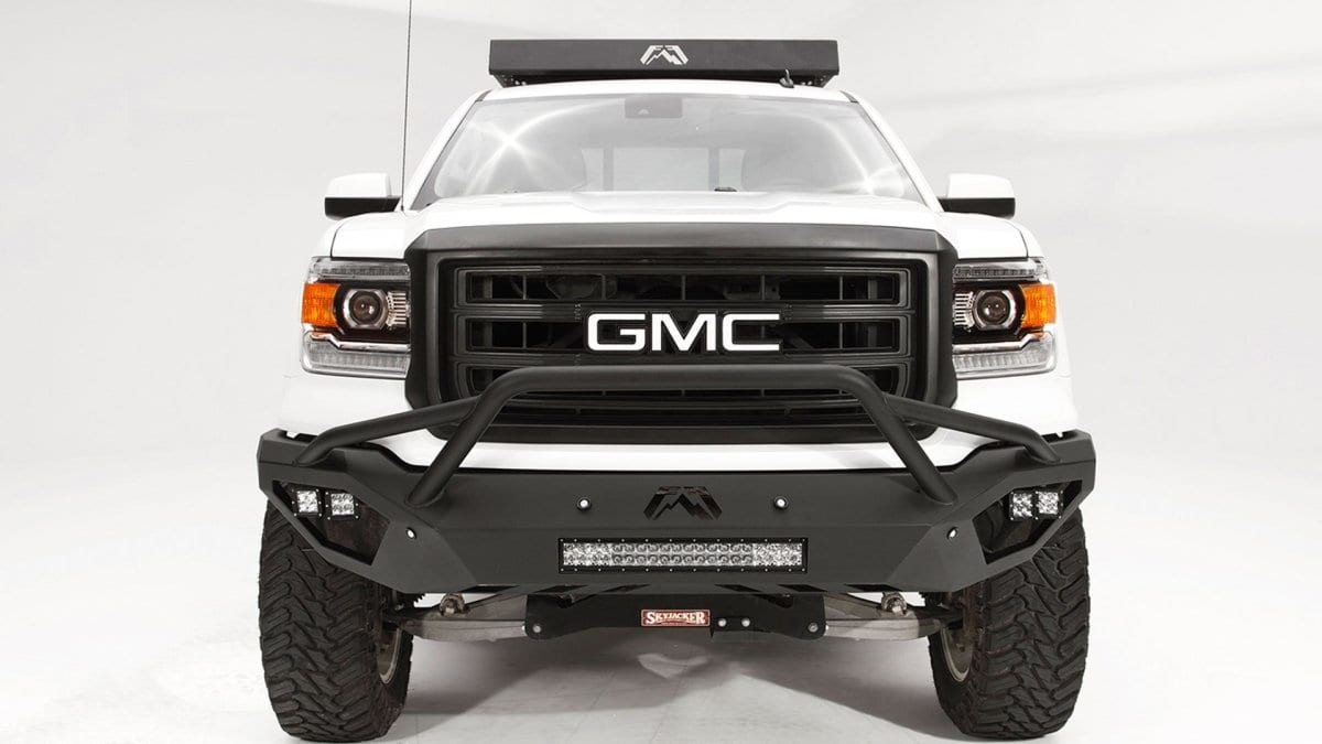 Fab Fours GS14-D3152-1 GMC Sierra 1500 2014-2015 Vengeance Front Bumper Pre-Runner Guard Sensor-BumperStock