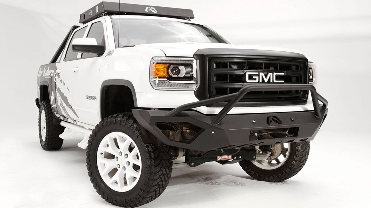 Fab Fours GS14-D3152-1 GMC Sierra 1500 2014-2015 Vengeance Front Bumper Pre-Runner Guard Sensor-BumperStock