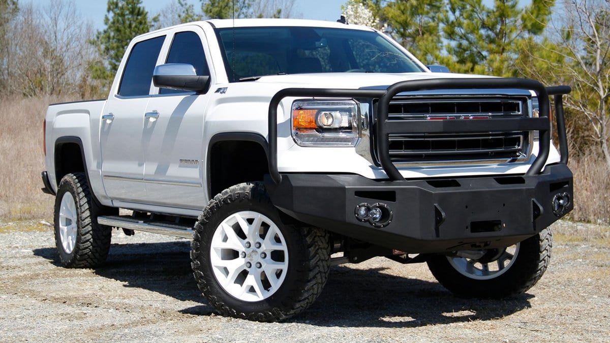 Fab Fours GS14-H3150-1 GMC Sierra 1500 2014-2015 Premium Front Bumper Winch Ready Full Guard Non-Sensor-BumperStock