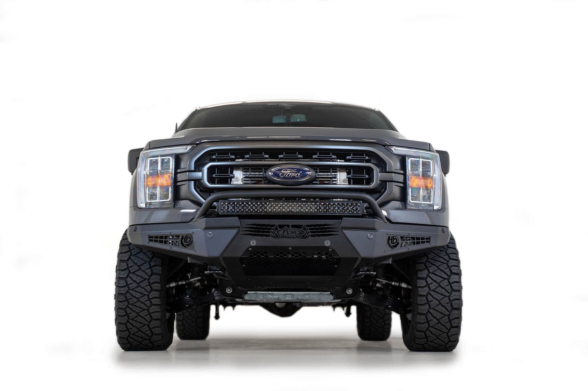 ADD F197431040103 2021 - 2023 Ford F150 HoneyBadger Front Bumper with Top Hoop - Rugged Truck Gear