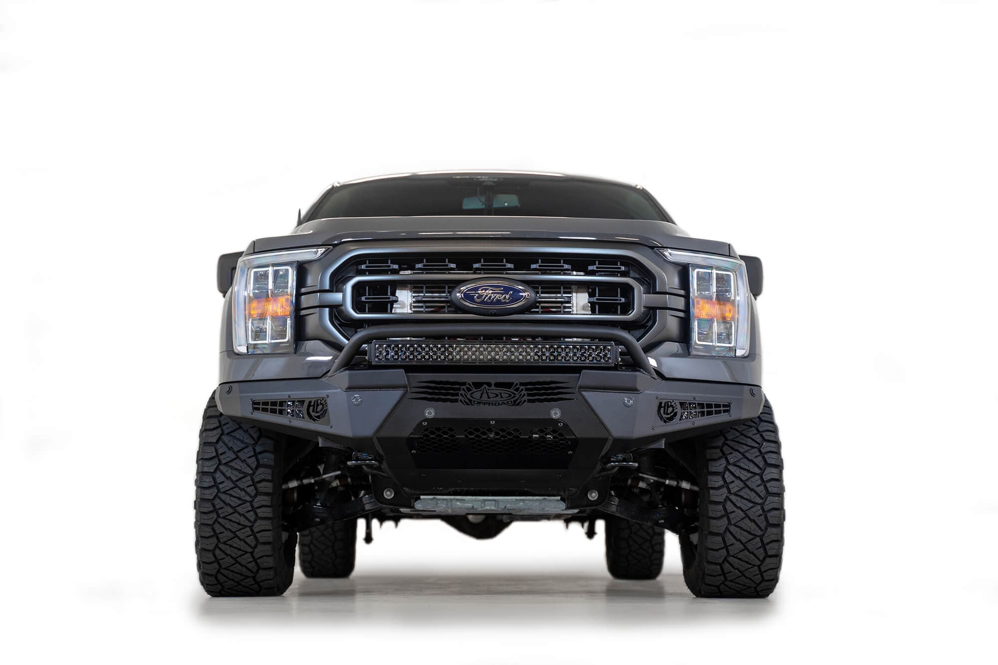 ADD F197431040103 2021 - 2023 Ford F150 HoneyBadger Front Bumper with Top Hoop - Rugged Truck Gear