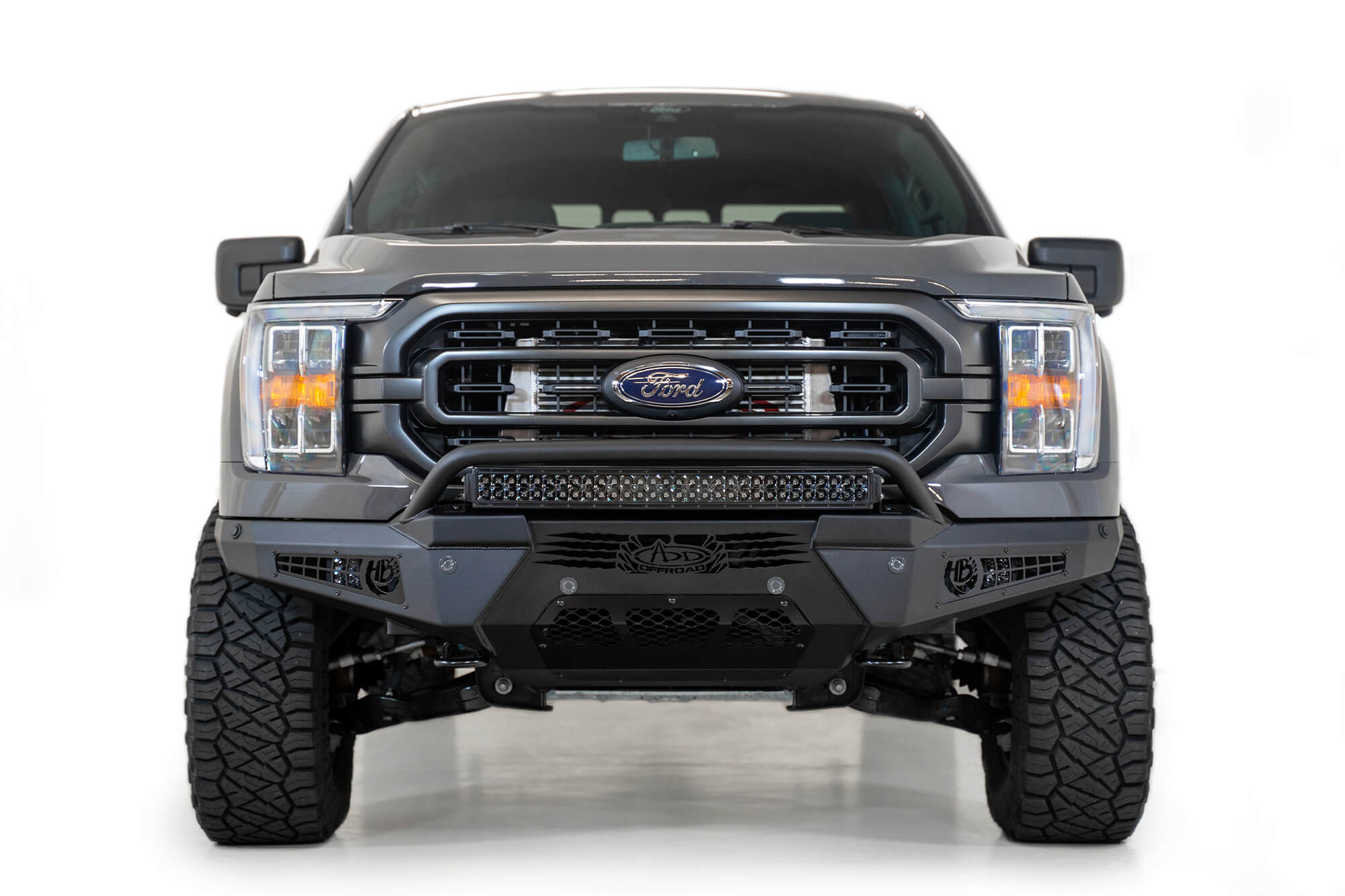 ADD F197431040103 2021 - 2023 Ford F150 HoneyBadger Front Bumper with Top Hoop - Rugged Truck Gear