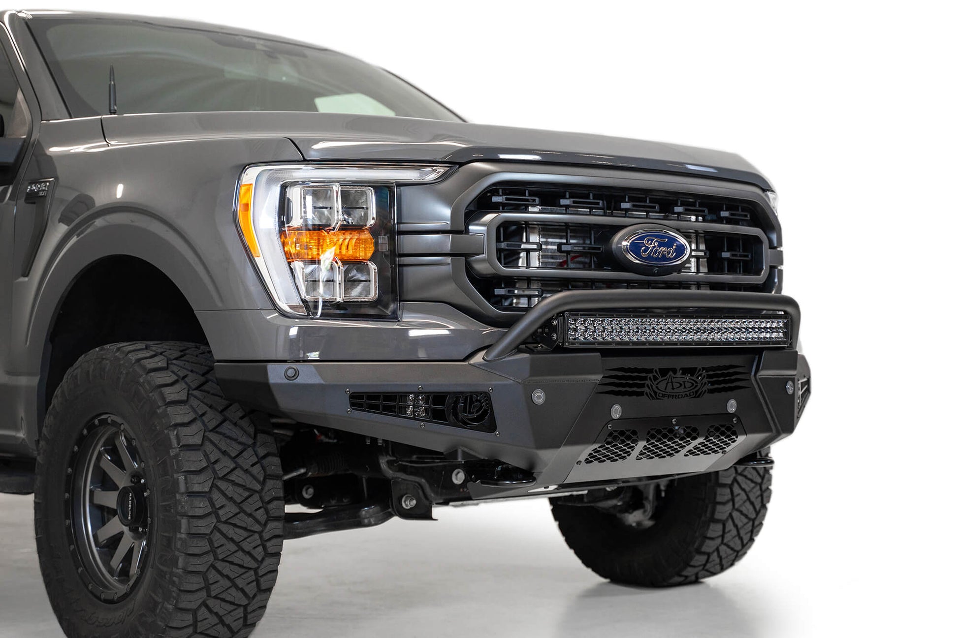 ADD F197431040103 2021 - 2023 Ford F150 HoneyBadger Front Bumper with Top Hoop - Rugged Truck Gear