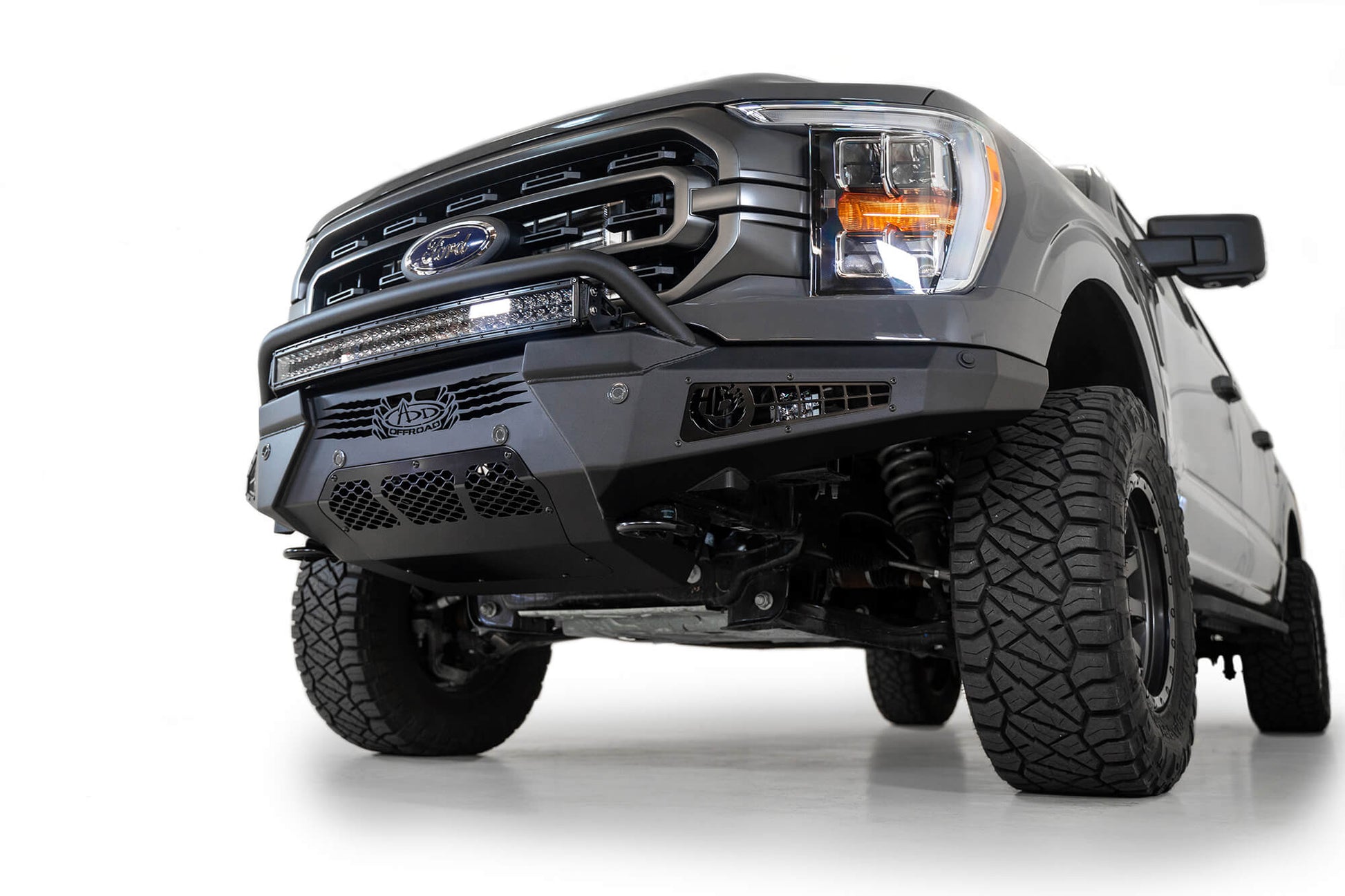 ADD F197431040103 2021 - 2023 Ford F150 HoneyBadger Front Bumper with Top Hoop - Rugged Truck Gear