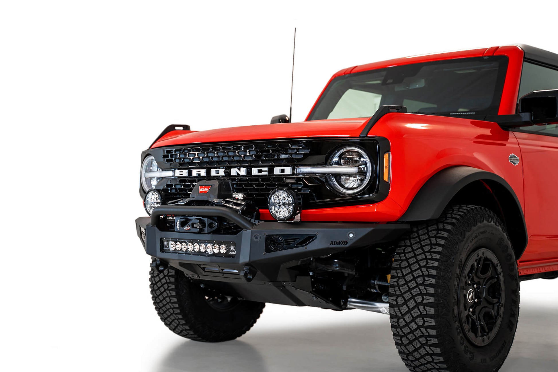 ADD F230181060103 2021 - 2023 Ford Bronco Rock Fighter Winch Front Bumper - Rugged Truck Gear