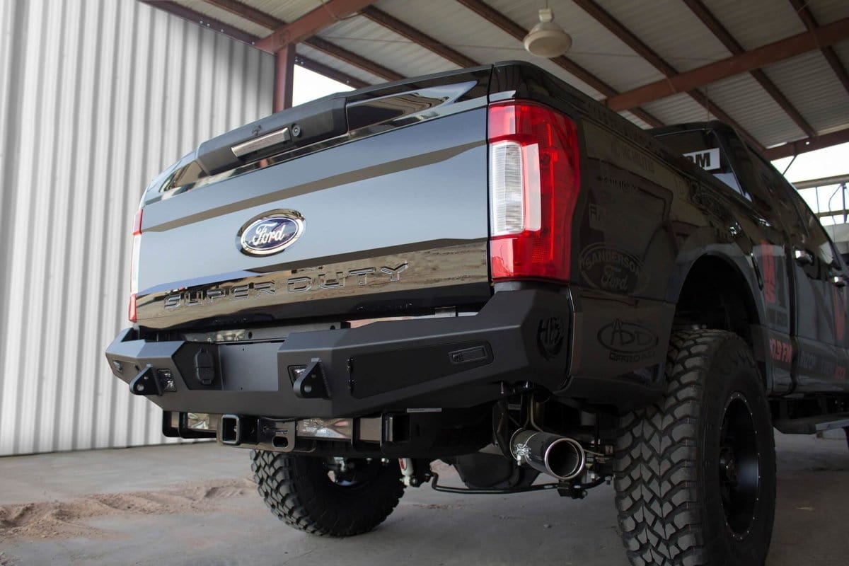 ADD R167301280103 2017 - 2022 Ford F250/F350 Super Duty HoneyBadger Rear Bumper with Backup Sensors - Rugged Truck Gear