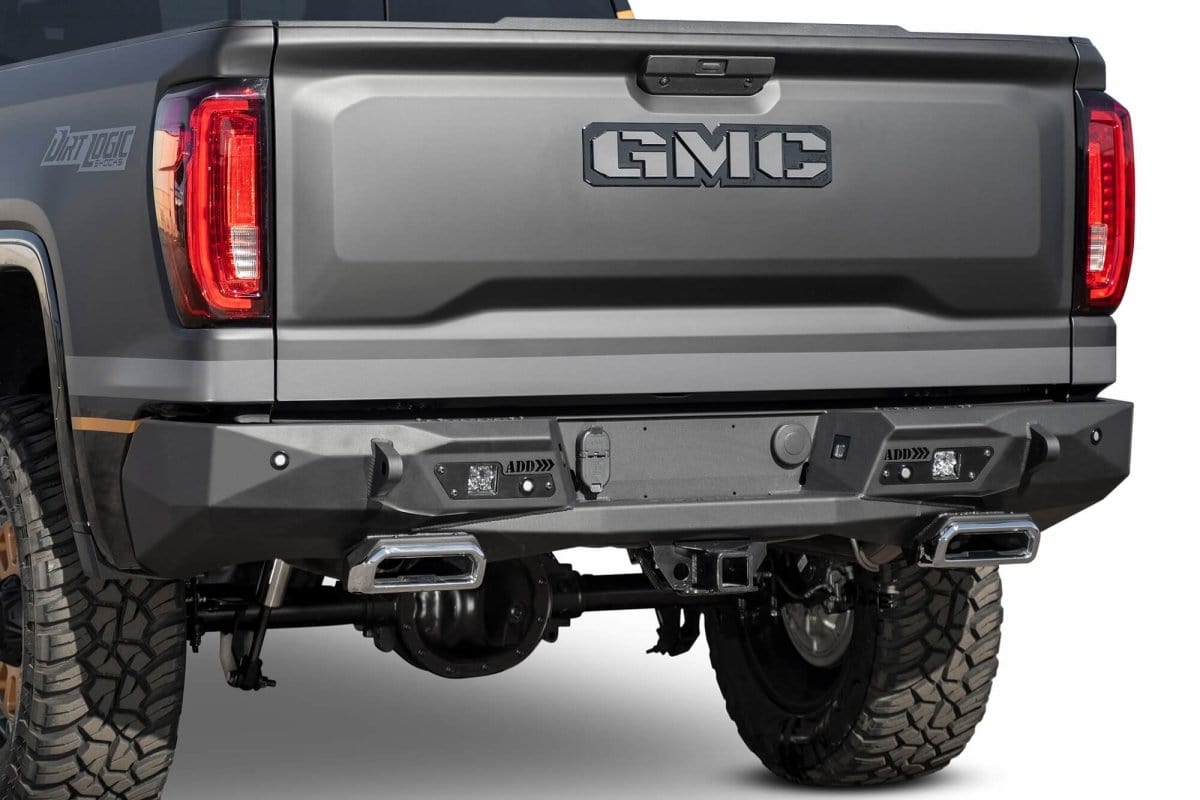 ADD R441051280103 2019-2021 GMC Sierra 1500 Stealth Fighter Rear Bumper with Exhaust Tips - BumperStock