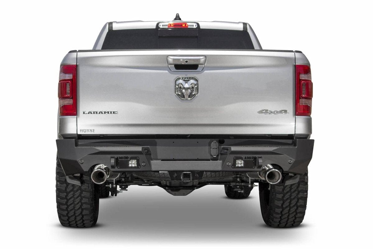 ADD R551281280103 2019 - 2023 Ram Rebel 1500 Stealth Fighter Rear Bumper with 6 Backup Sensor Cutouts - Rugged Truck Gear
