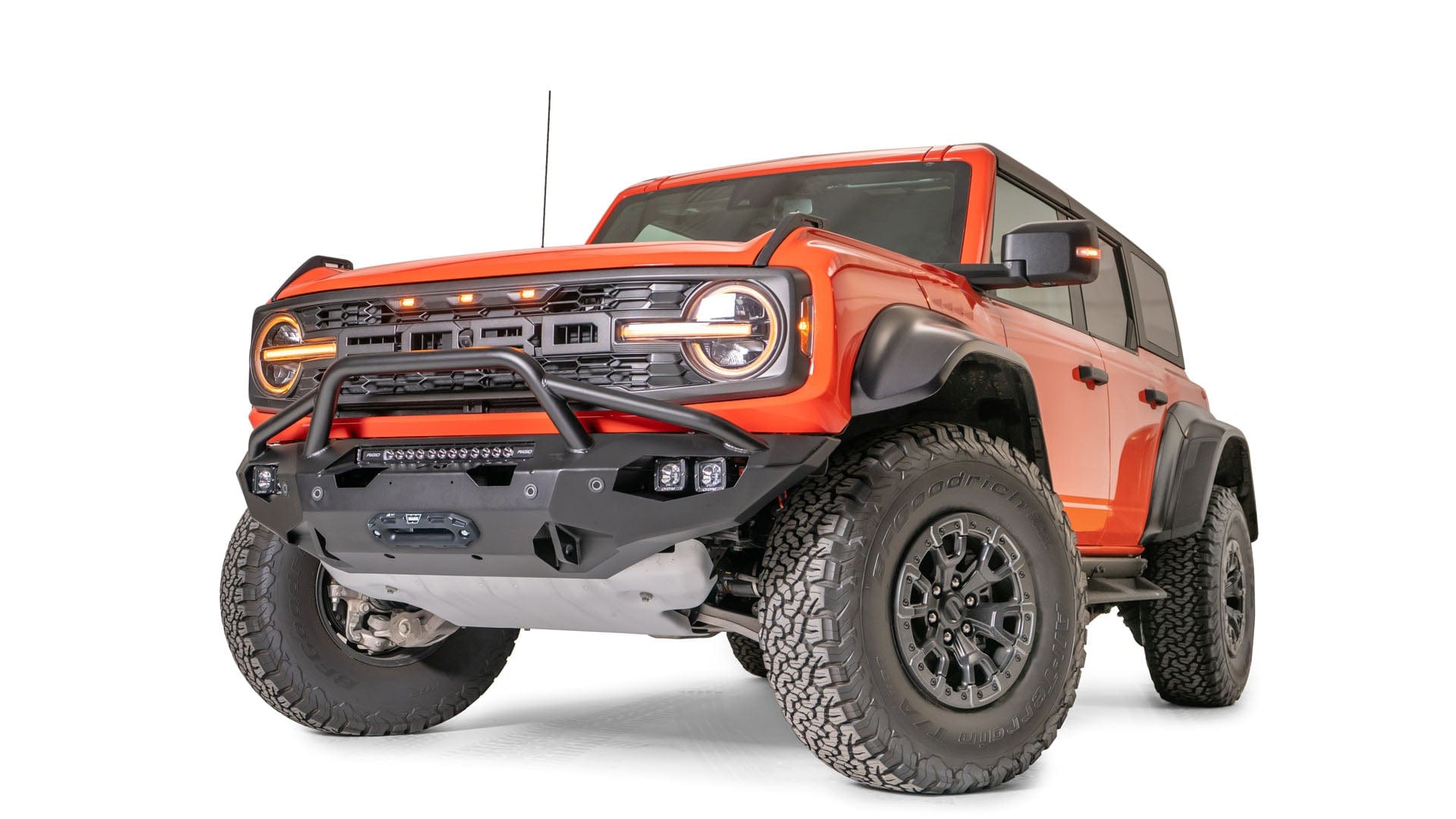 Fab Fours BR22 - X5752 - 1 Ford Bronco Raptor 2022 - 2024 Matrix Front Bumper Pre - Runner Guard - Rugged Truck Gear