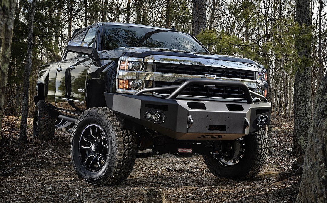 Fab Fours CH05 - A1352 - 1 2003 - 2007 Chevy Silverado 2500/3500 HD Premium Front Bumper Winch Ready Pre - Runner Guard - Rugged Truck Gear