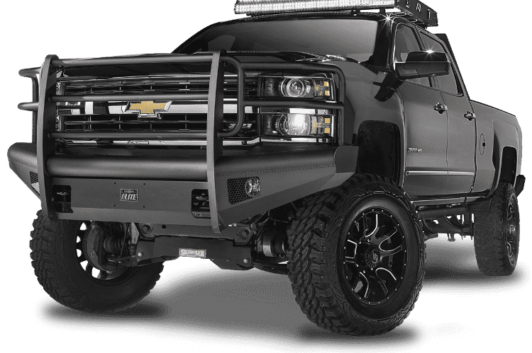 Fab Fours CH05 - Q1360 - 1 2003 - 2007 Chevy Silverado 2500/3500 HD Black Steel Elite Front Bumper Full Guard - Rugged Truck Gear