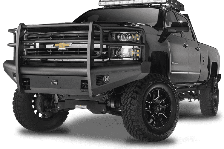 Fab Fours CH05-Q1360-1 2003-2007 Chevy Silverado 2500/3500 HD Black Steel Elite Front Bumper Full Guard-BumperStock