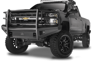 Fab Fours CH05-Q1360-1 2003-2007 Chevy Silverado 2500/3500 HD Black Steel Elite Front Bumper Full Guard-BumperStock