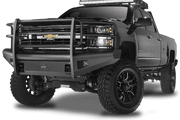 Fab Fours CH08 - Q2060 - 1 2007.5 - 2010 Chevy Silverado 2500/3500 HD Black Steel Elite Front Bumper Full Guard - Rugged Truck Gear