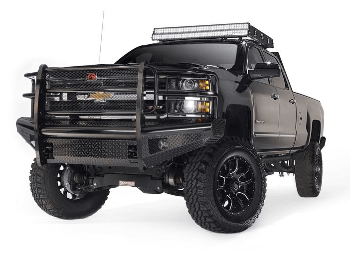 Fab Fours CH08 - S2060 - 1 Chevy Silverado 2500/3500 HD 2007.5 - 2010 Black Steel Front Bumper Full Guard - Rugged Truck Gear