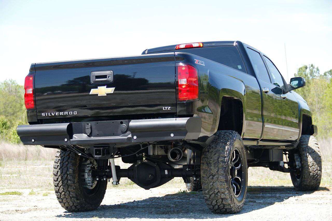 Fab Fours CH08-U1450-1 2007.5-2010 Chevy Silverado 2500/3500 HD Black Steel Elite Rear Bumper-BumperStock