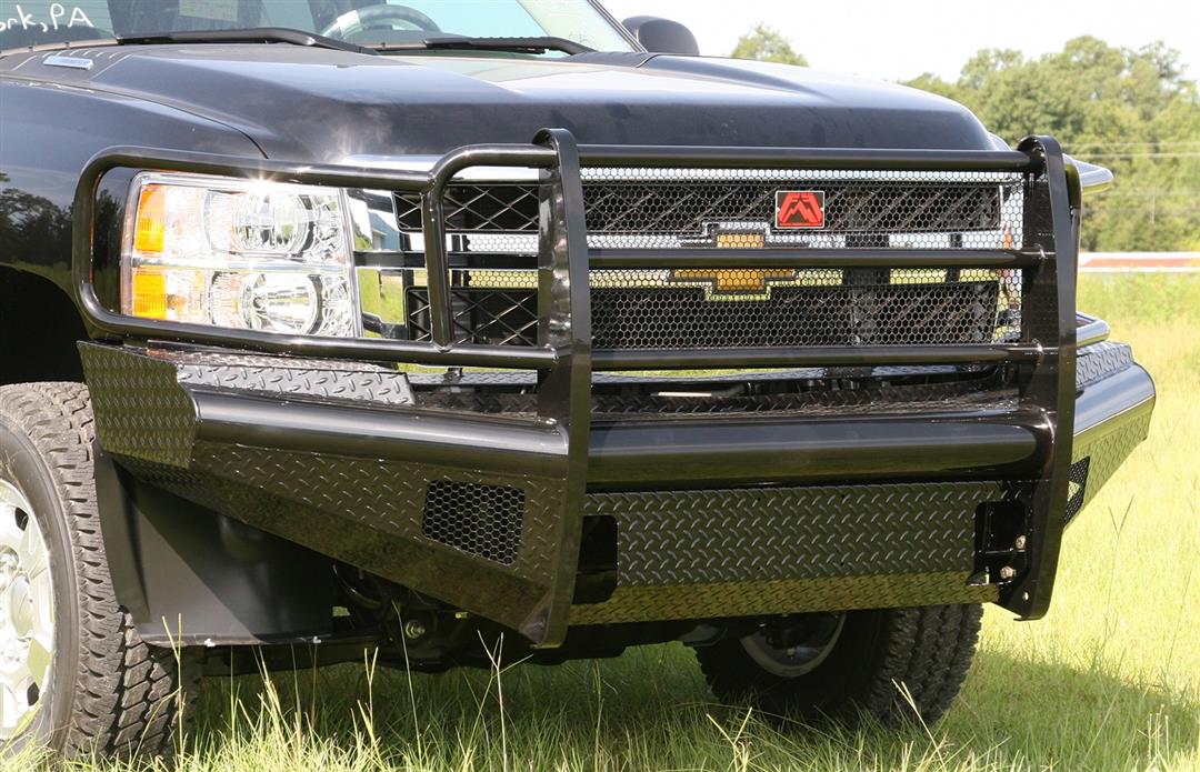 Fab Fours CH11 - S2760 - 1 Chevy Silverado 2500/3500 HD 2011 - 2014 Black Steel Front Bumper Full Guard - Rugged Truck Gear