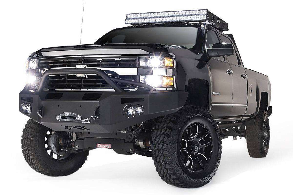 Fab Fours CH14 - A3052 - 1 2015 - 2019 Chevy Silverado 2500/3500 HD Premium Front Winch Bumper Pre - Runner Guard - Rugged Truck Gear