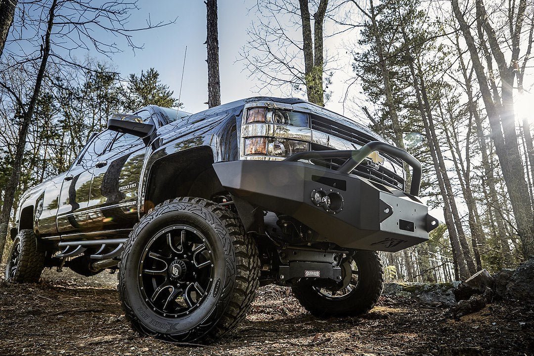 Fab Fours CH14 - A3052 - 1 2015 - 2019 Chevy Silverado 2500/3500 HD Premium Front Winch Bumper Pre - Runner Guard - Rugged Truck Gear