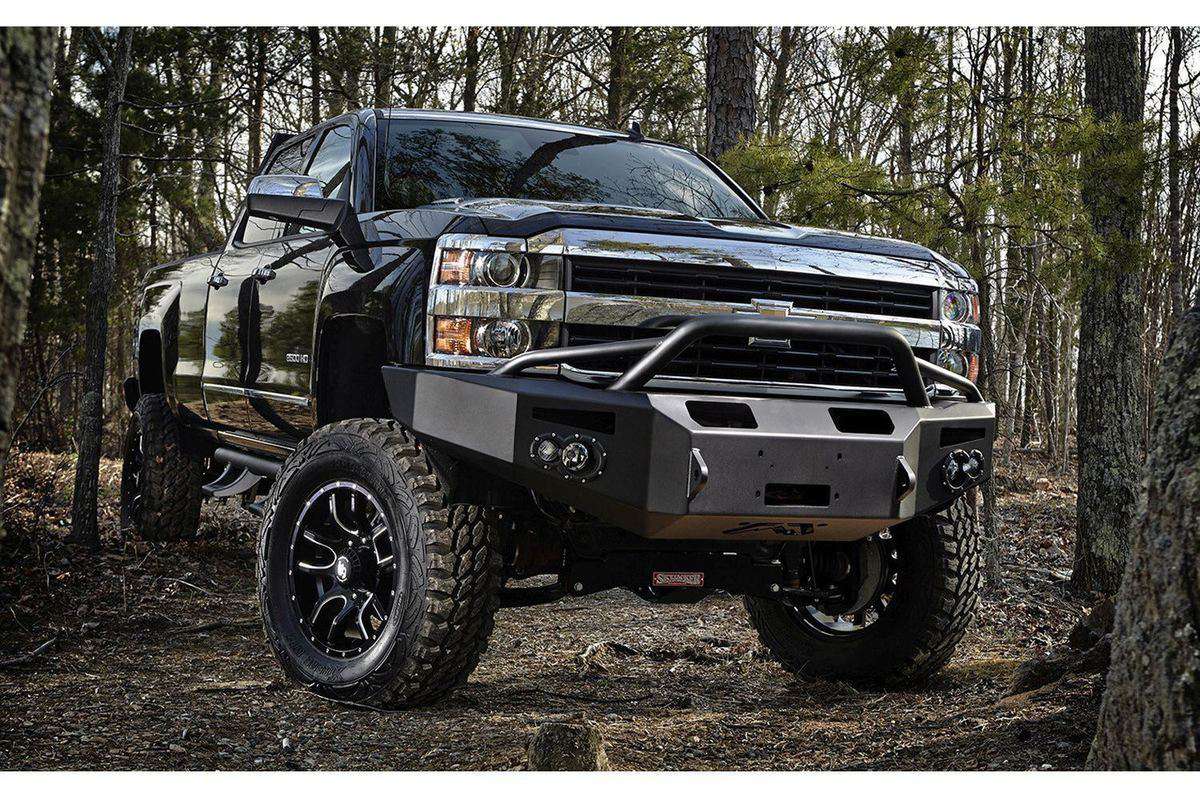 Fab Fours CH14 - A3052 - 1 2015 - 2019 Chevy Silverado 2500/3500 HD Premium Front Winch Bumper Pre - Runner Guard - Rugged Truck Gear