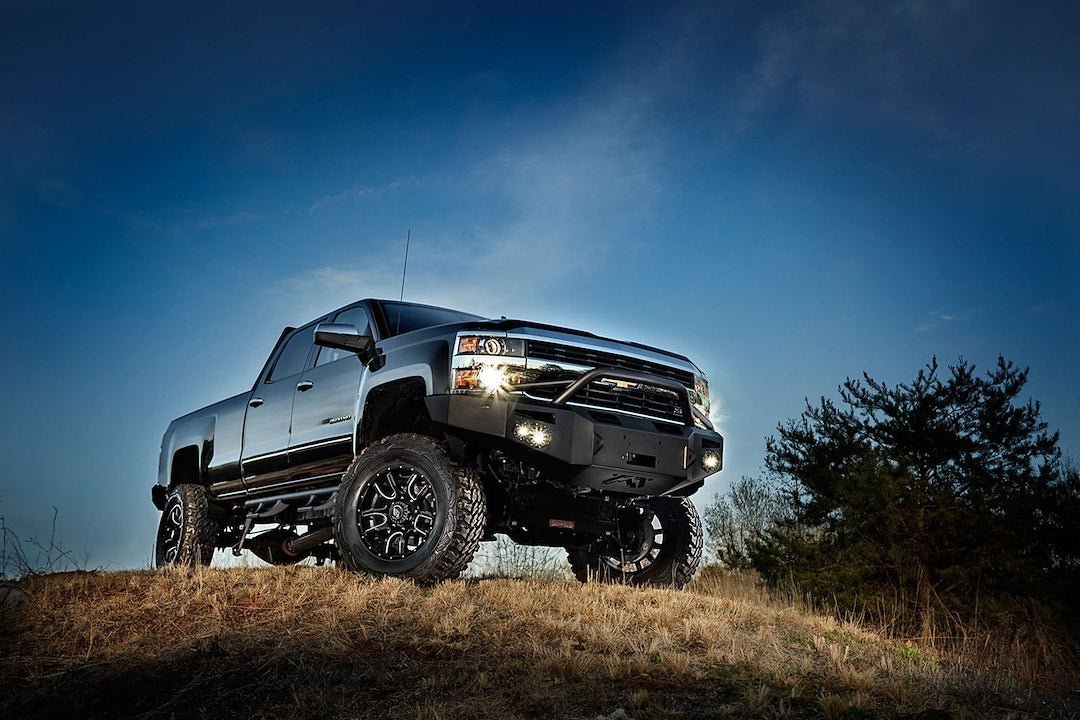 Fab Fours CH14 - A3052 - 1 2015 - 2019 Chevy Silverado 2500/3500 HD Premium Front Winch Bumper Pre - Runner Guard - Rugged Truck Gear
