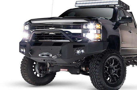 Fab Fours CH14-A3052-1 2015-2019 Chevy Silverado 2500/3500 HD Premium Front Winch Bumper Pre-Runner Guard Non-Sensor-BumperStock