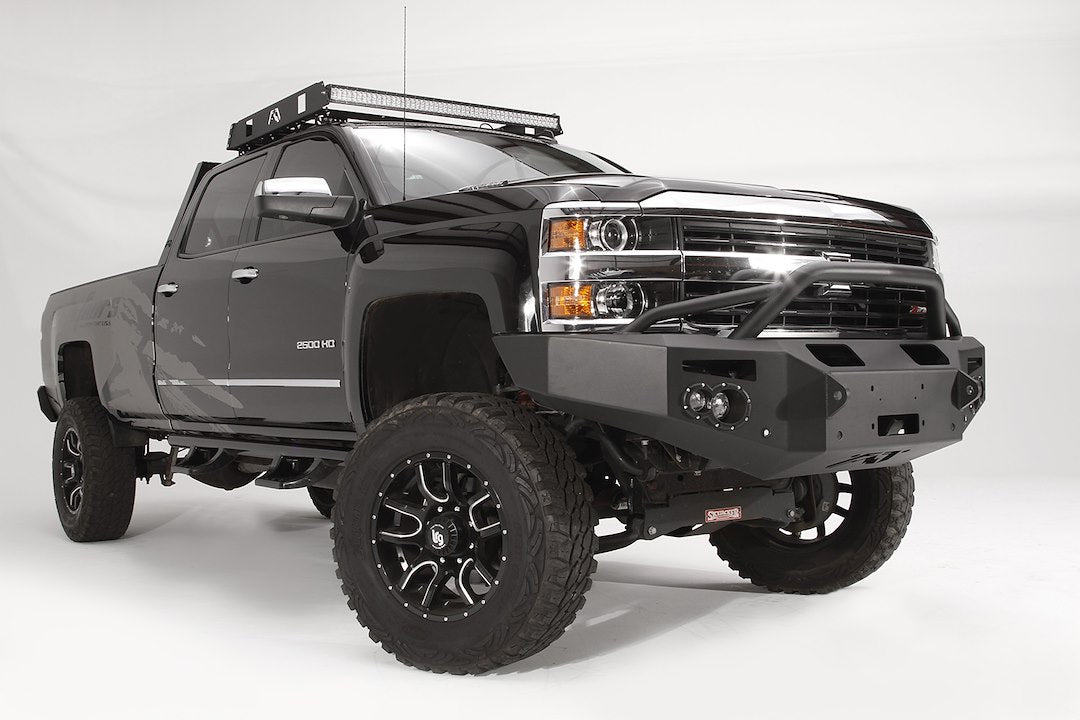 Fab Fours CH14 - C3052 - 1 2015 - 2019 Chevy Silverado 2500/3500 HD Premium Front Bumper Winch Ready Pre - Runner Guard - Rugged Truck Gear