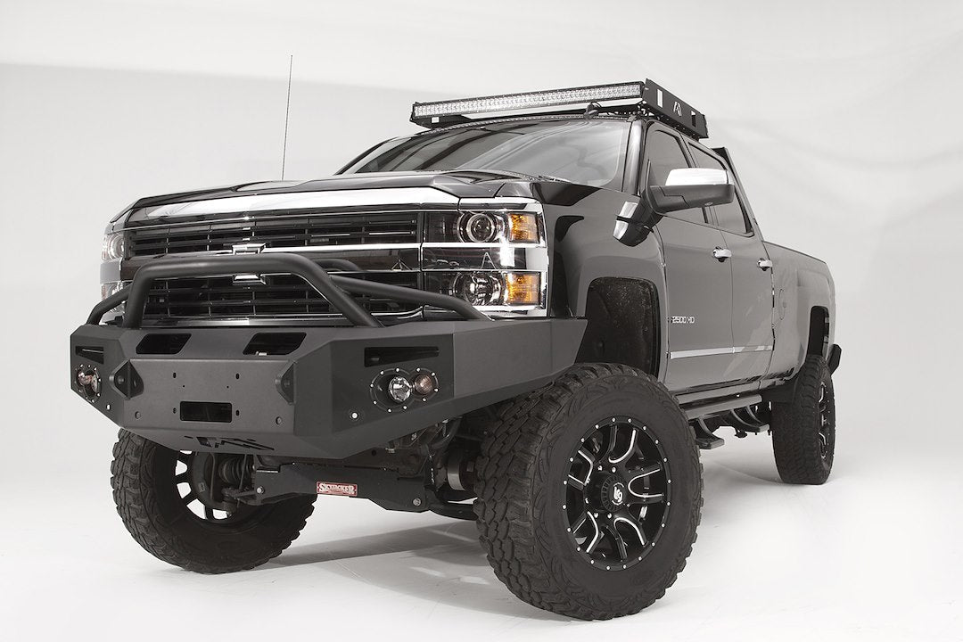 Fab Fours CH14 - C3052 - 1 2015 - 2019 Chevy Silverado 2500/3500 HD Premium Front Bumper Winch Ready Pre - Runner Guard - Rugged Truck Gear
