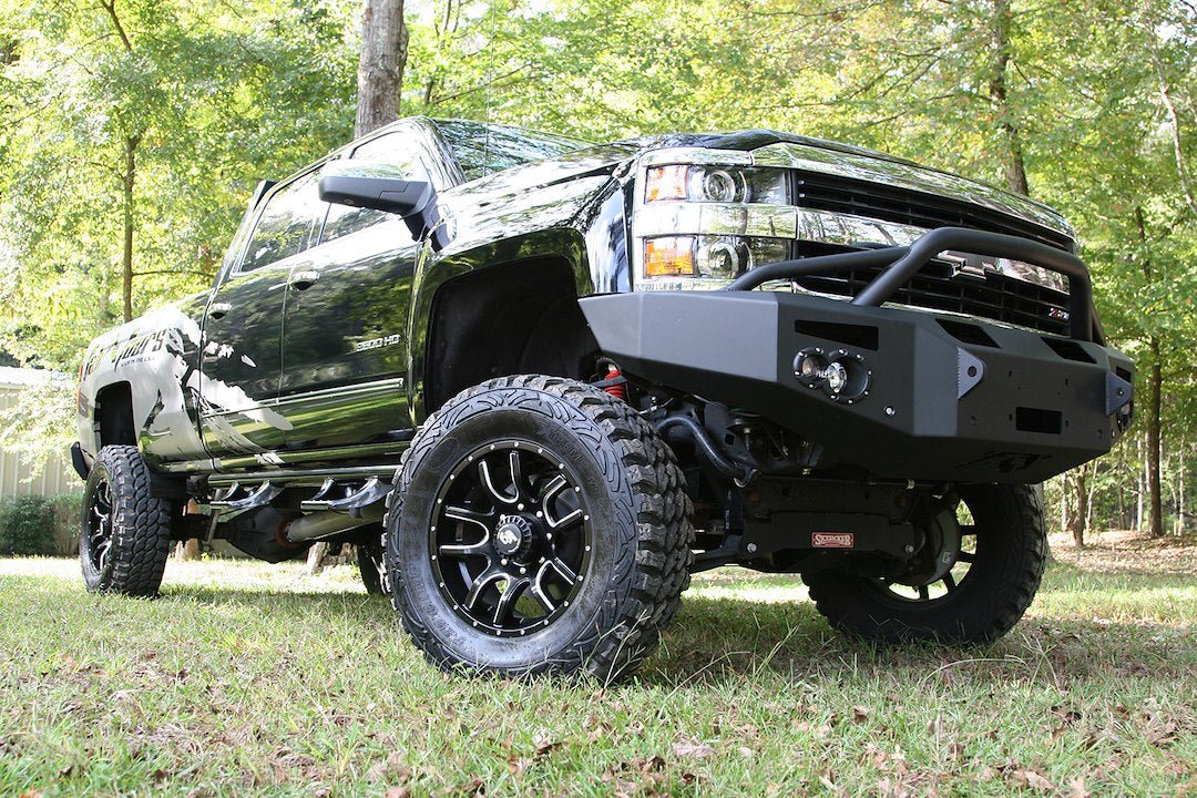 Fab Fours CH14 - C3052 - 1 2015 - 2019 Chevy Silverado 2500/3500 HD Premium Front Bumper Winch Ready Pre - Runner Guard - Rugged Truck Gear