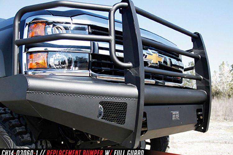 Fab Fours CH14 - Q3060 - 1 2015 - 2019 Chevy Silverado 2500/3500 HD Black Steel Elite Front Bumper Full Guard - Rugged Truck Gear
