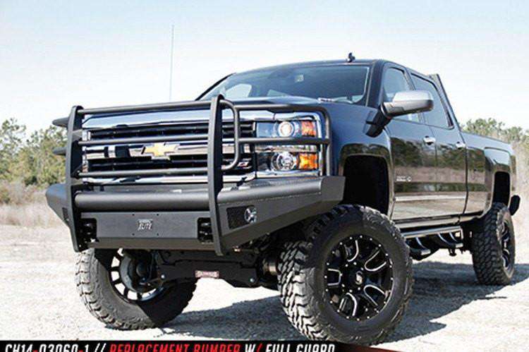 Fab Fours CH14 - Q3060 - 1 2015 - 2019 Chevy Silverado 2500/3500 HD Black Steel Elite Front Bumper Full Guard - Rugged Truck Gear