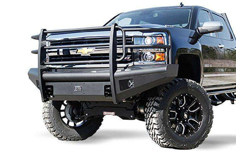 Fab Fours CH14-Q3060-1 2015-2019 Chevy Silverado 2500/3500 HD Black Steel Elite Front Bumper Full Guard-BumperStock