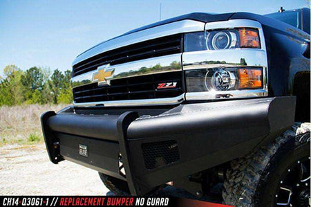 Fab Fours CH14 - Q3061 - 1 2015 - 2019 Chevy Silverado 2500/3500 HD Black Steel Elite Front Bumper No Guard - Rugged Truck Gear