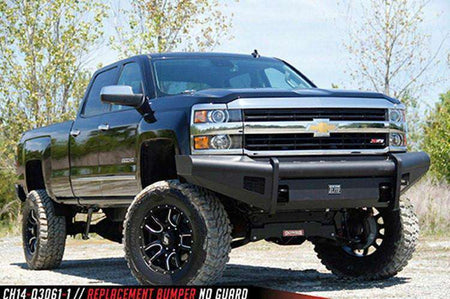 Fab Fours CH14 - Q3061 - 1 2015 - 2019 Chevy Silverado 2500/3500 HD Black Steel Elite Front Bumper No Guard - Rugged Truck Gear