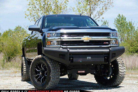 Fab Fours CH14 - Q3061 - 1 2015 - 2019 Chevy Silverado 2500/3500 HD Black Steel Elite Front Bumper No Guard - Rugged Truck Gear