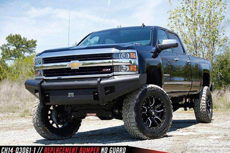 Fab Fours CH14 - Q3061 - 1 2015 - 2019 Chevy Silverado 2500/3500 HD Black Steel Elite Front Bumper No Guard - Rugged Truck Gear