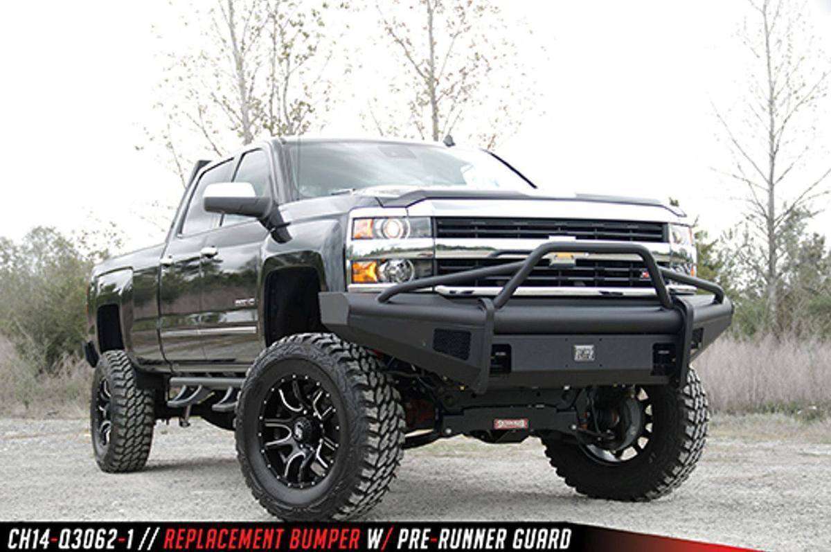 Fab Fours CH14 - Q3062 - 1 2015 - 2019 Chevy Silverado 2500/3500 HD Black Steel Elite Front Bumper Pre - Runner Guard - Rugged Truck Gear