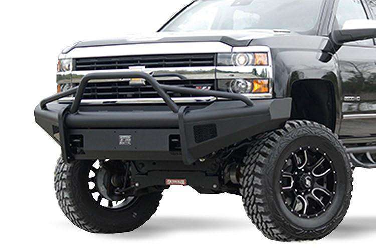 Fab Fours CH14 - Q3062 - 1 2015 - 2019 Chevy Silverado 2500/3500 HD Black Steel Elite Front Bumper Pre - Runner Guard - Rugged Truck Gear