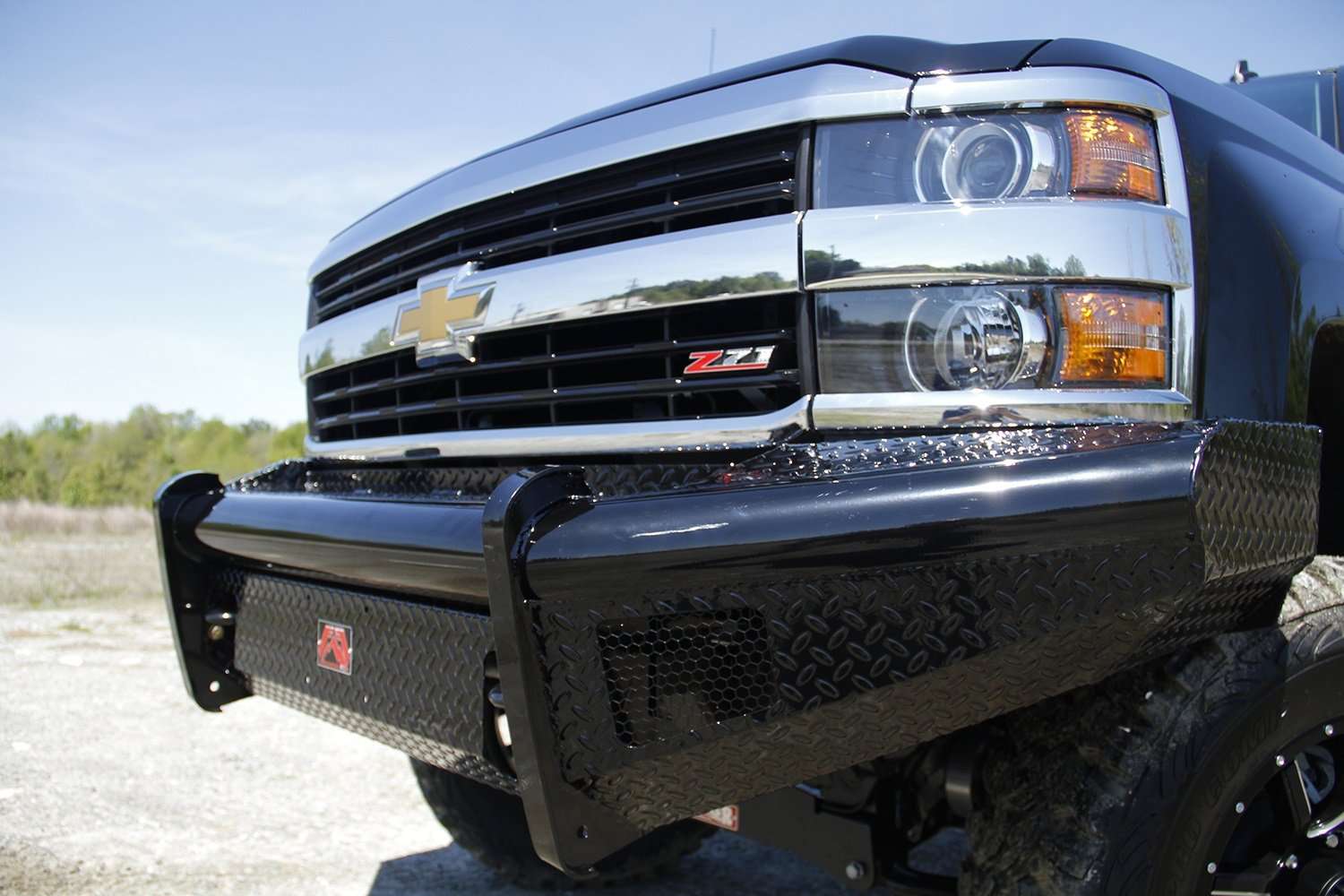 Fab Fours CH14 - S3061 - 1 Chevy Silverado 2500/3500 HD 2015 - 2019 Black Steel Front Bumper No Guard - Rugged Truck Gear