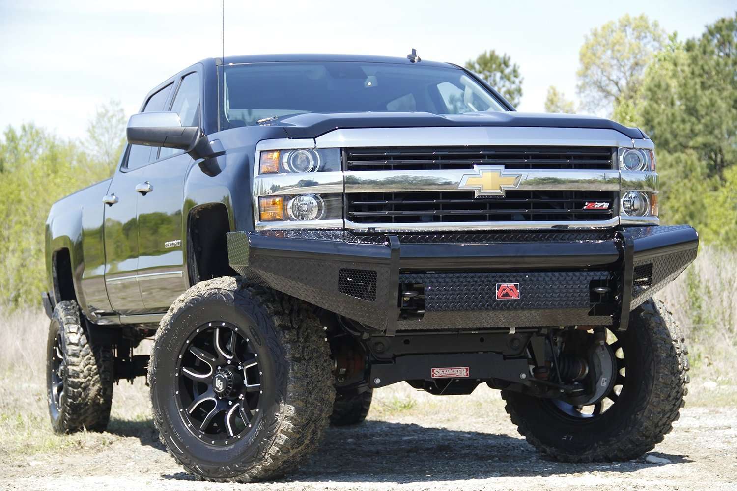 Fab Fours CH14 - S3061 - 1 Chevy Silverado 2500/3500 HD 2015 - 2019 Black Steel Front Bumper No Guard - Rugged Truck Gear